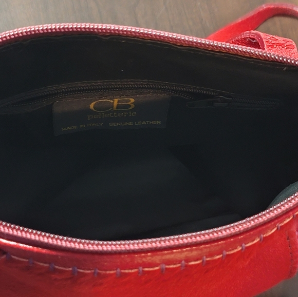 Red Leather and red Pony hair at Front Shoulder bag - Picture 2 of 15